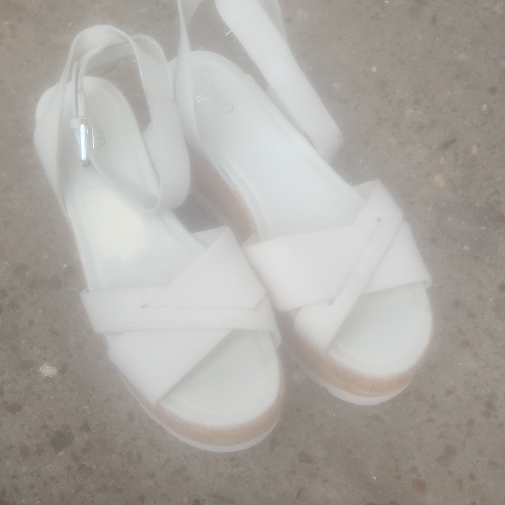 Franco Sarto White Platform Sandals